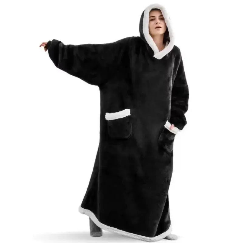 Hoodie-Decke mit Kapuze lang – Kuscheldecke zum Anziehen – Produktansicht 5
