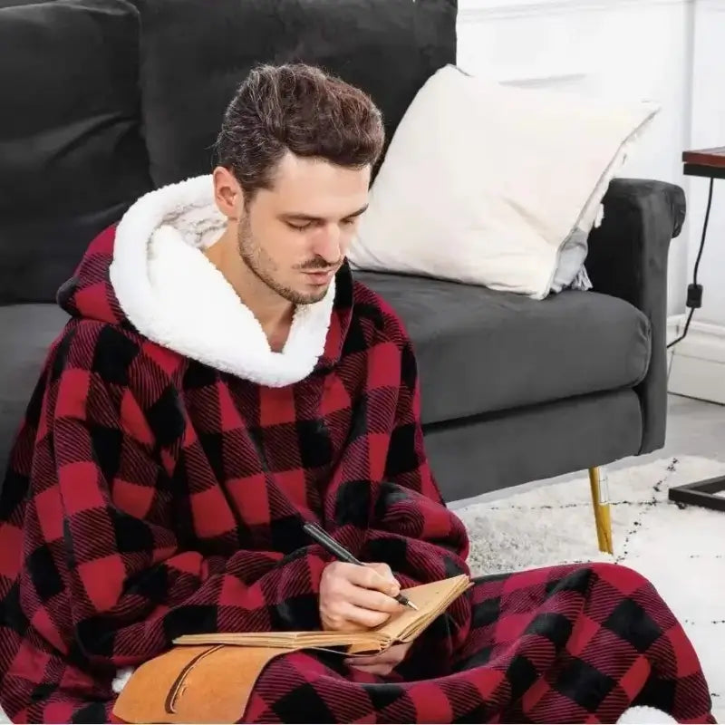 Hoodie-Decke mit Kapuze lang – Kuscheldecke zum Anziehen – Produktansicht 3