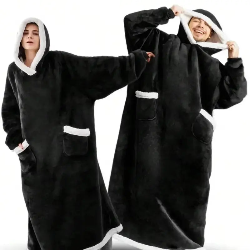 Hoodie-Decke mit Kapuze lang – Kuscheldecke zum Anziehen – Produktansicht 6