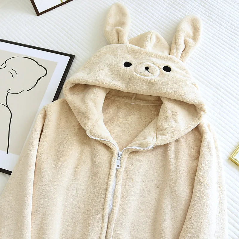 Paar Flanell Schlafanzug mit Kapuze – warmer Pyjama Winter – Produktansicht 15
