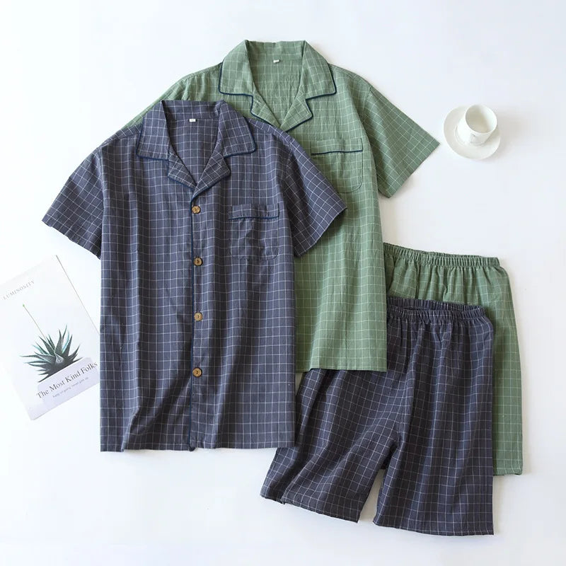 Paar Schlafanzug kurz kariert – Pyjama Partnerlook Sommer – Produktansicht 24