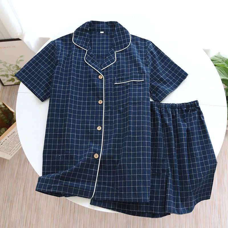 Paar Schlafanzug kurz kariert – Pyjama Partnerlook Sommer – Produktansicht 11