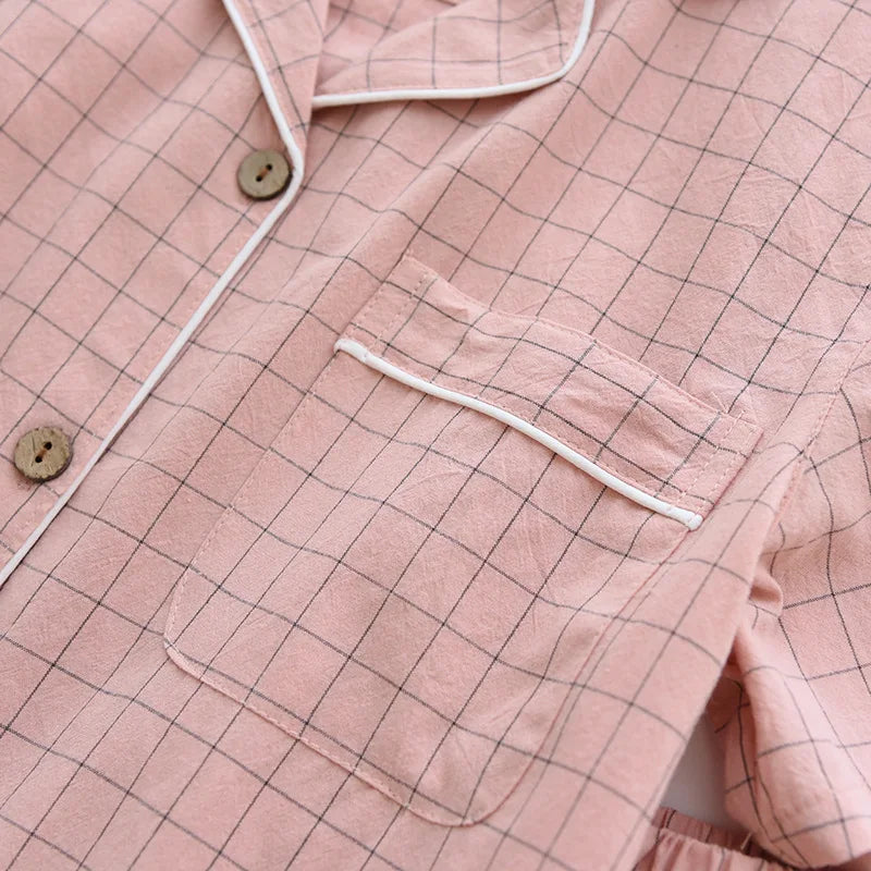 Paar Schlafanzug kurz kariert – Pyjama Partnerlook Sommer – Produktansicht 16