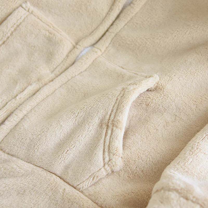 Paar Flanell Schlafanzug mit Kapuze – warmer Pyjama Winter – Produktansicht 18