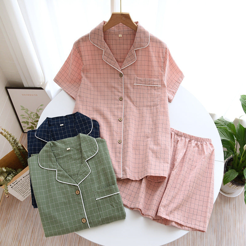 Paar Schlafanzug kurz kariert – Pyjama Partnerlook Sommer – Produktansicht 8