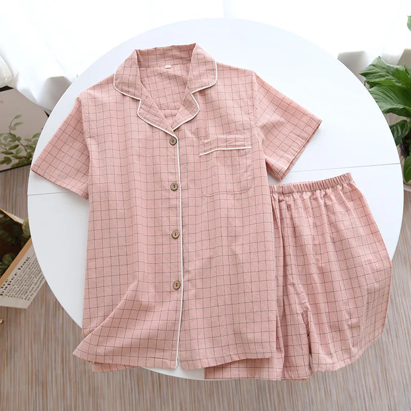Paar Schlafanzug kurz kariert – Pyjama Partnerlook Sommer – Produktansicht 13