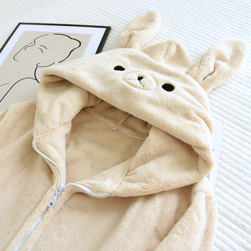 Paar Flanell Schlafanzug mit Kapuze – warmer Pyjama Winter – Produktansicht 16