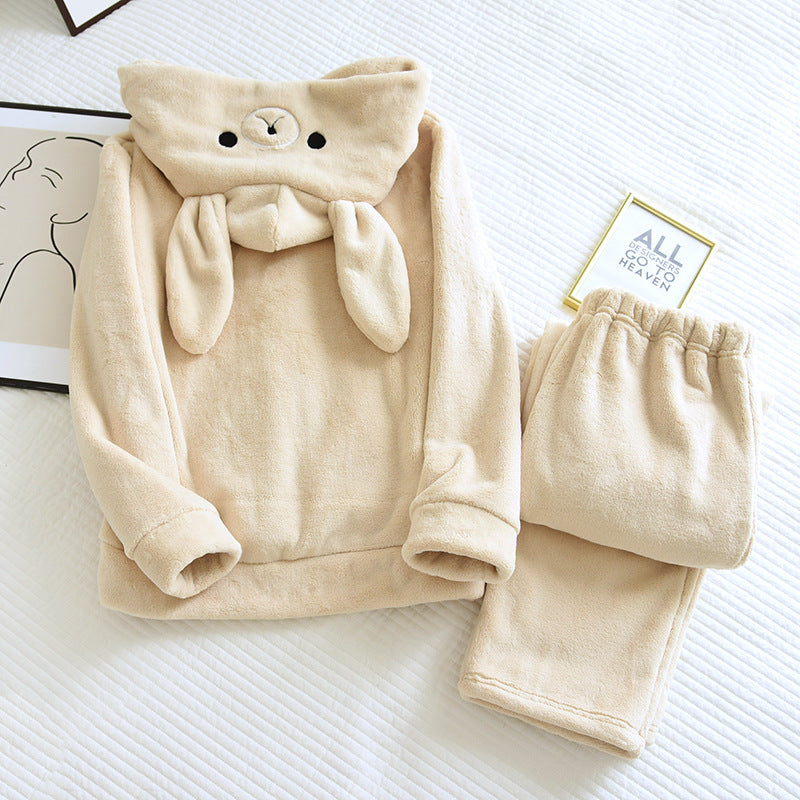 Paar Flanell Schlafanzug mit Kapuze – warmer Pyjama Winter – Produktansicht 23