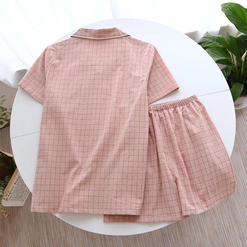 Paar Schlafanzug kurz kariert – Pyjama Partnerlook Sommer – Produktansicht 14