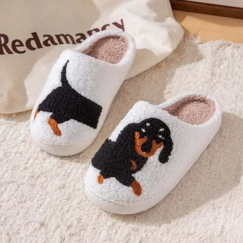 Dackel Hausschuhe Damen Plüsch – kuschelige Pantoffeln – Produktansicht 6