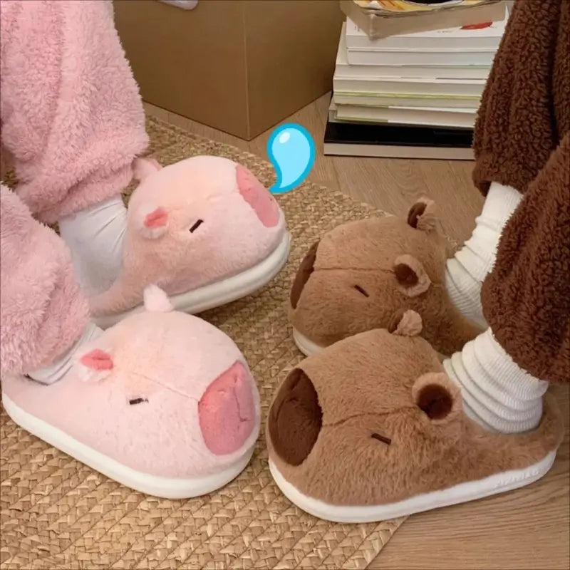 Capybara Hausschuhe Plüsch – kuschelige Pantoffeln Damen – Produktansicht 4