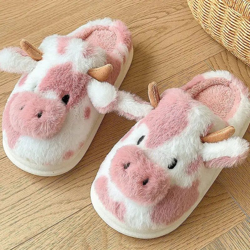 Damen Hausschuhe Kuh-Muster Plüsch – Pantoffeln – Produktansicht 4