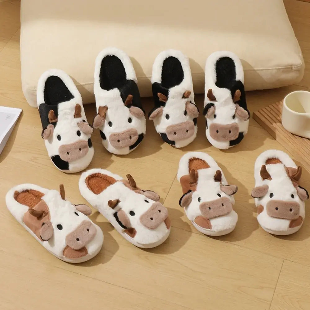 Damen Hausschuhe Kuh-Muster Plüsch – Pantoffeln – Produktansicht 7