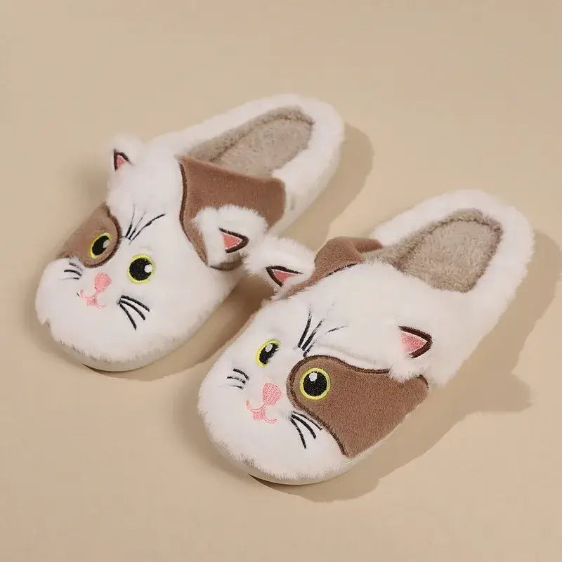 Katzen Hausschuhe Plüsch – kuschelige Pantoffeln – Produktansicht 1