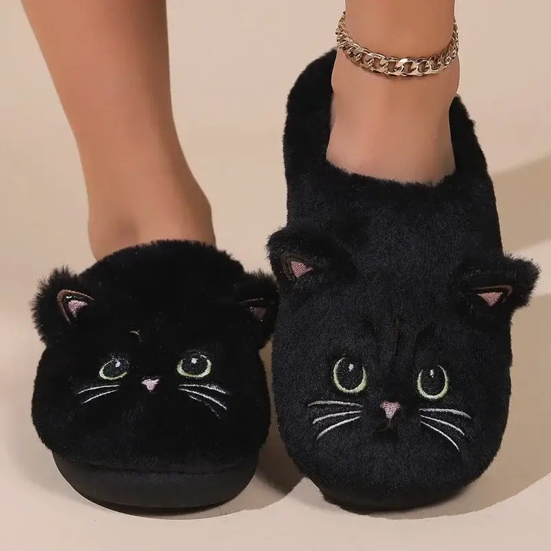 Katzen Hausschuhe Plüsch – kuschelige Pantoffeln – Produktansicht 2