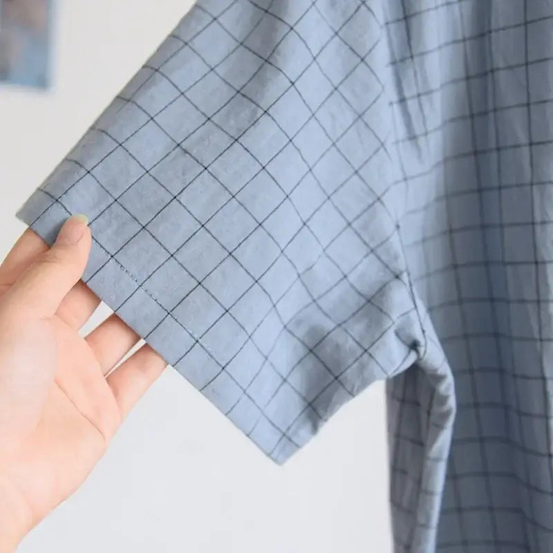 Herren Schlafanzug Baumwolle kariert – Pyjama lang – Produktansicht 5