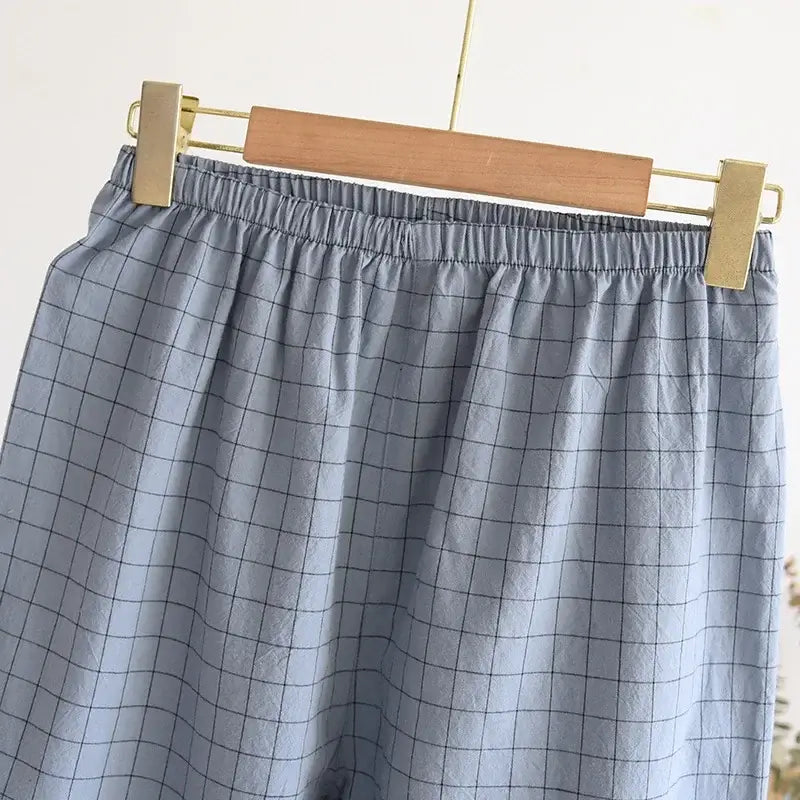 Herren Schlafanzug Baumwolle kariert – Pyjama lang – Produktansicht 7