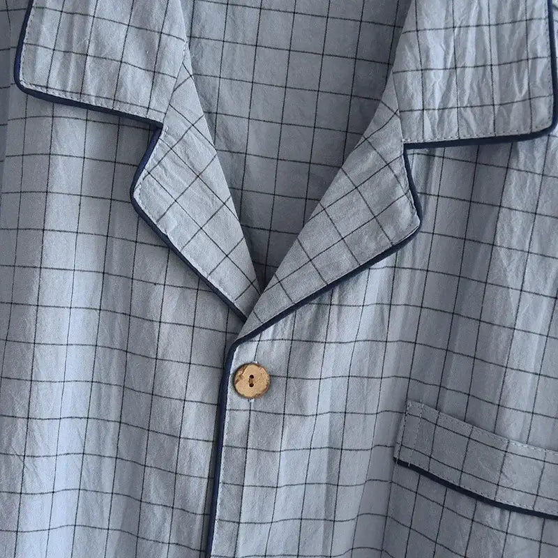 Herren Schlafanzug Baumwolle kariert – Pyjama lang – Produktansicht 10