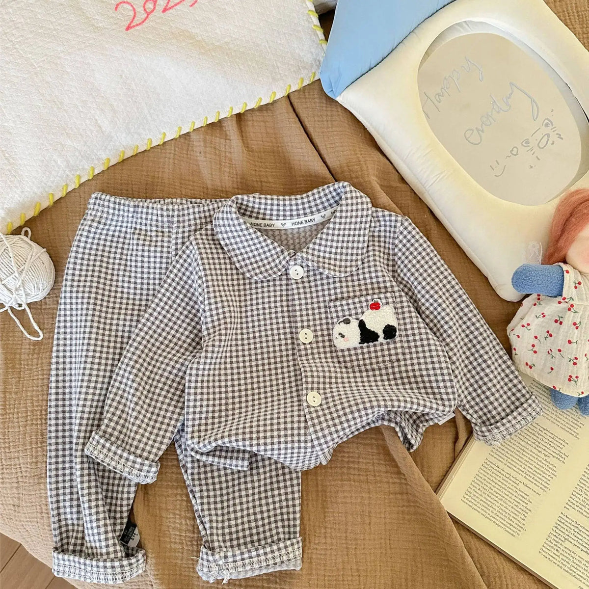 Kinder Schlafanzug lang kariert – Pyjama Set Herbst – Produktansicht 21
