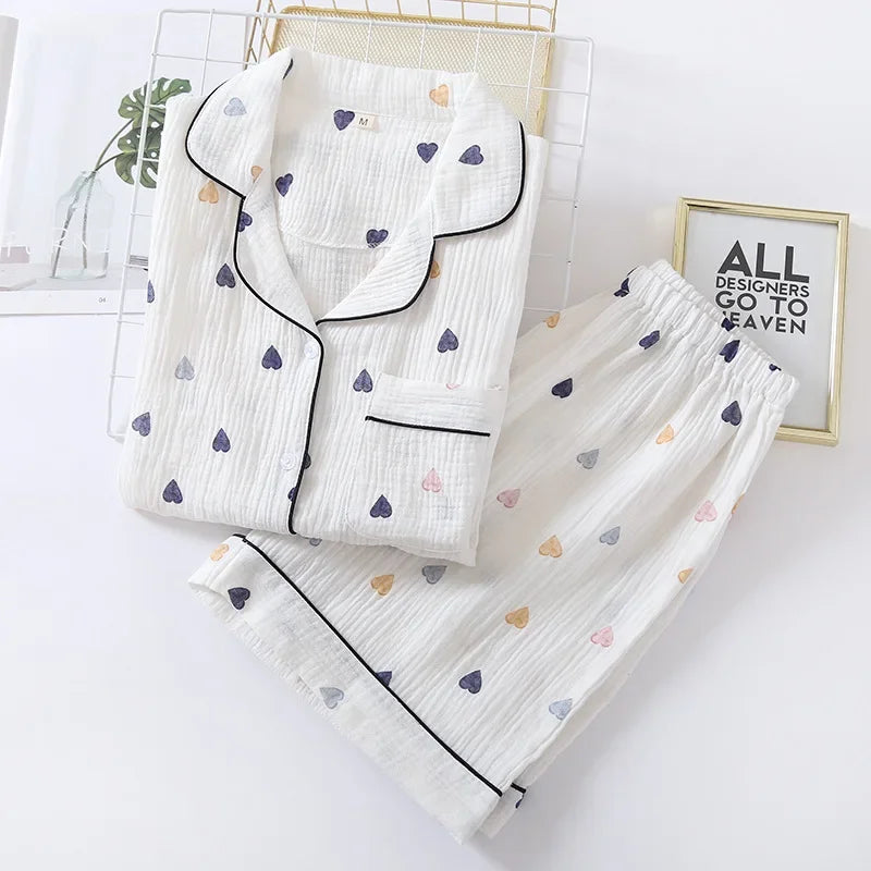 Damen Schlafanzug kurz Baumwolle Herz – Pyjama Sommer – Produktansicht 2