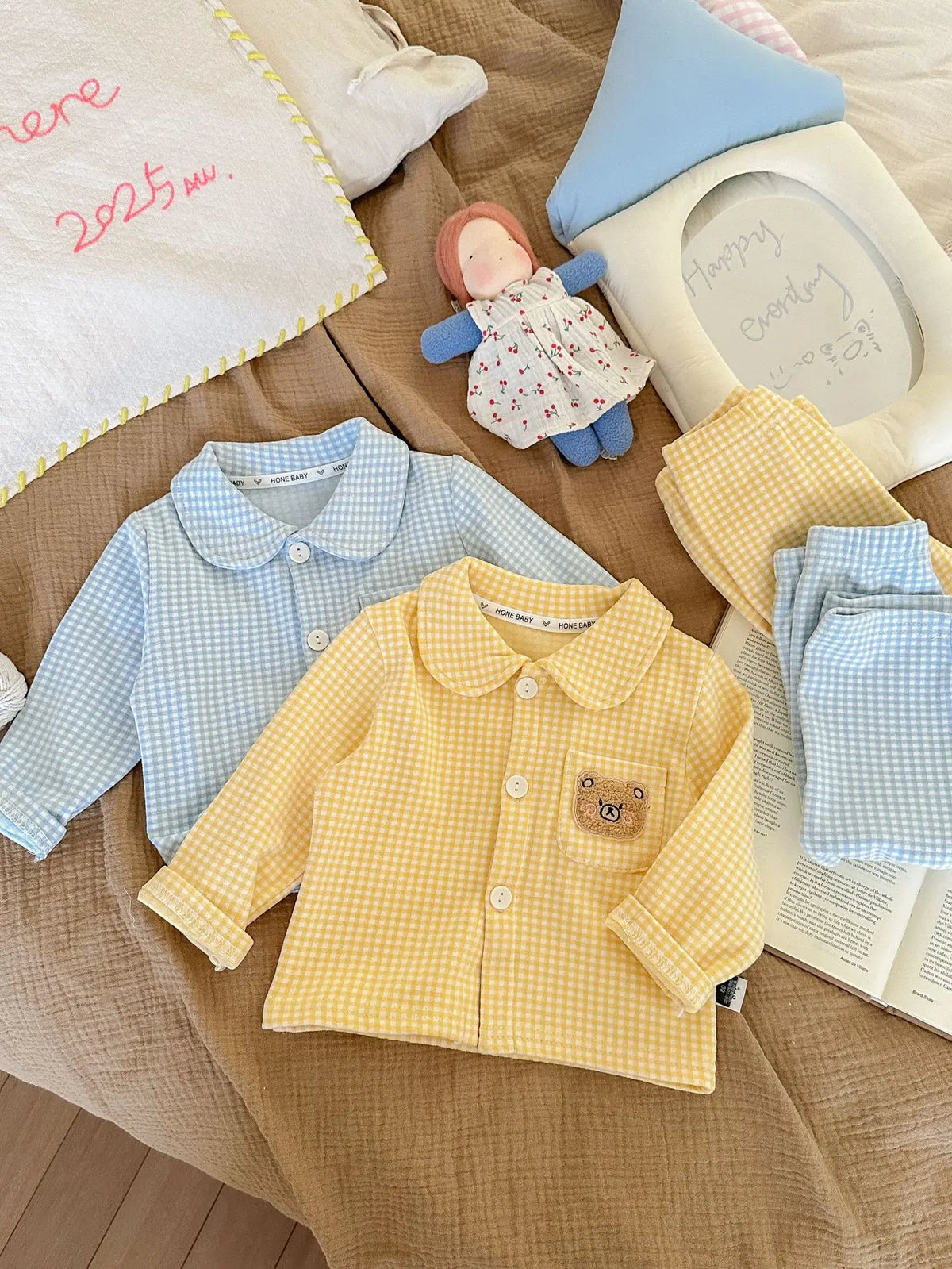 Kinder Schlafanzug lang kariert – Pyjama Set Herbst – Produktansicht 13
