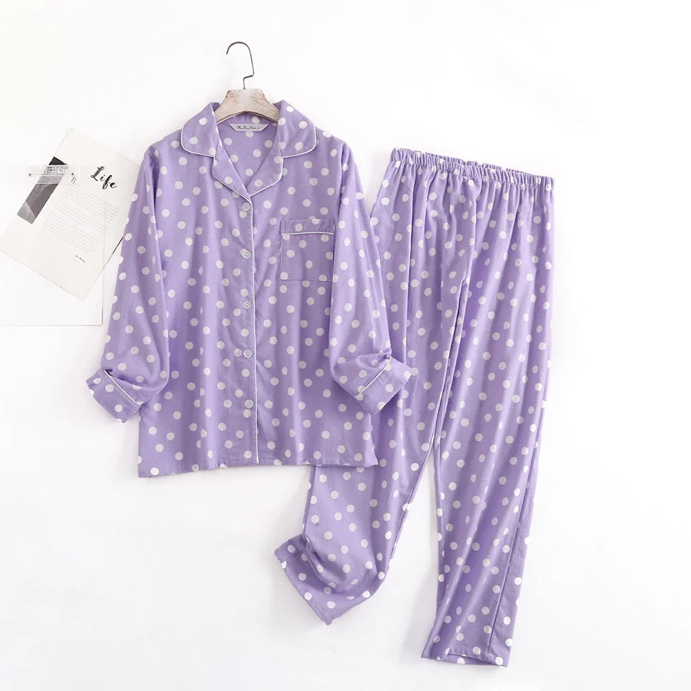 Damen Flanell Schlafanzug lang – warmer Pyjama Winter – Produktansicht 5