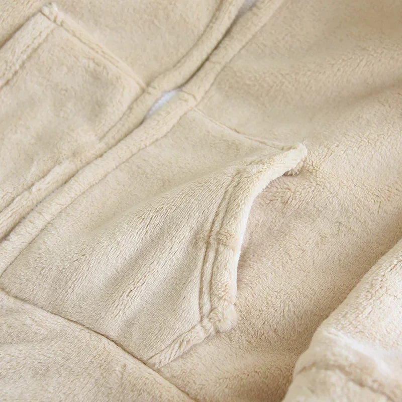 Paar Flanell Schlafanzug mit Kapuze – warmer Pyjama Winter – Produktansicht 4