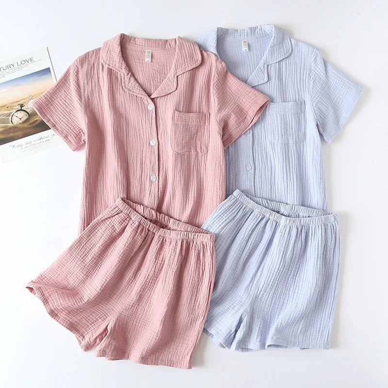 Damen Schlafanzug kurz Baumwolle – Pyjama Set Sommer – Produktansicht 9
