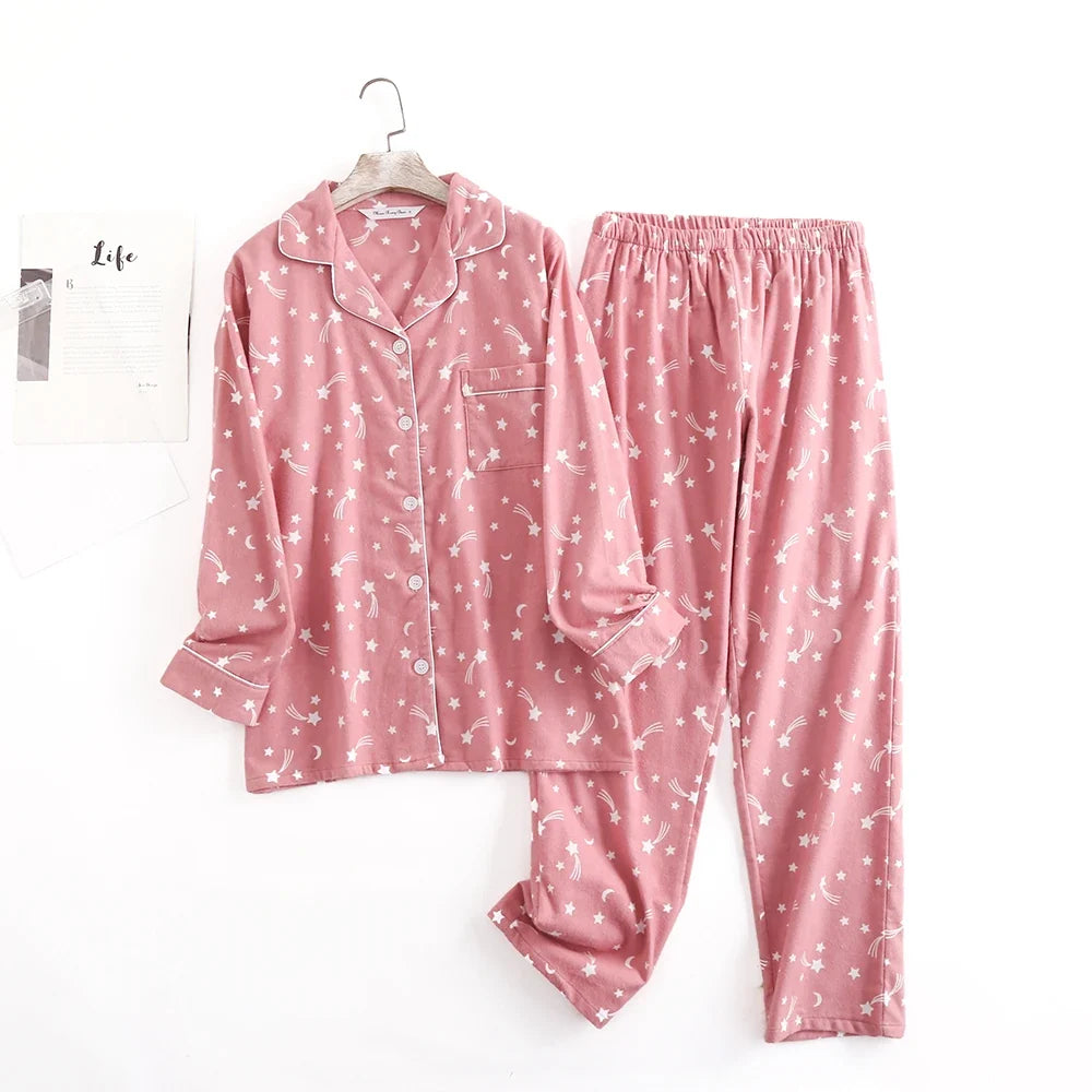 Damen Flanell Schlafanzug lang – warmer Pyjama Winter – Produktansicht 15