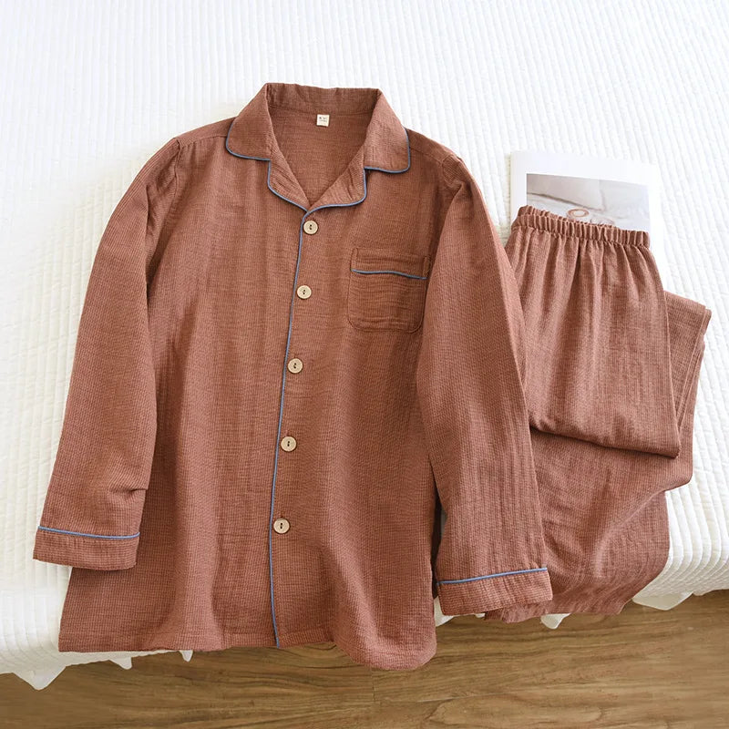 Herren Schlafanzug lang Baumwolle – Pyjama Set locker – Produktansicht 13