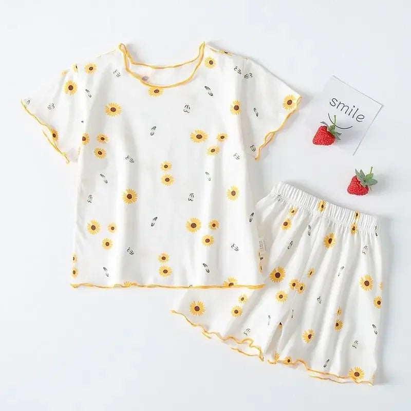 Kinder Schlafanzug kurz Mädchen Erdbeere – Pyjama Sommer – Produktansicht 2