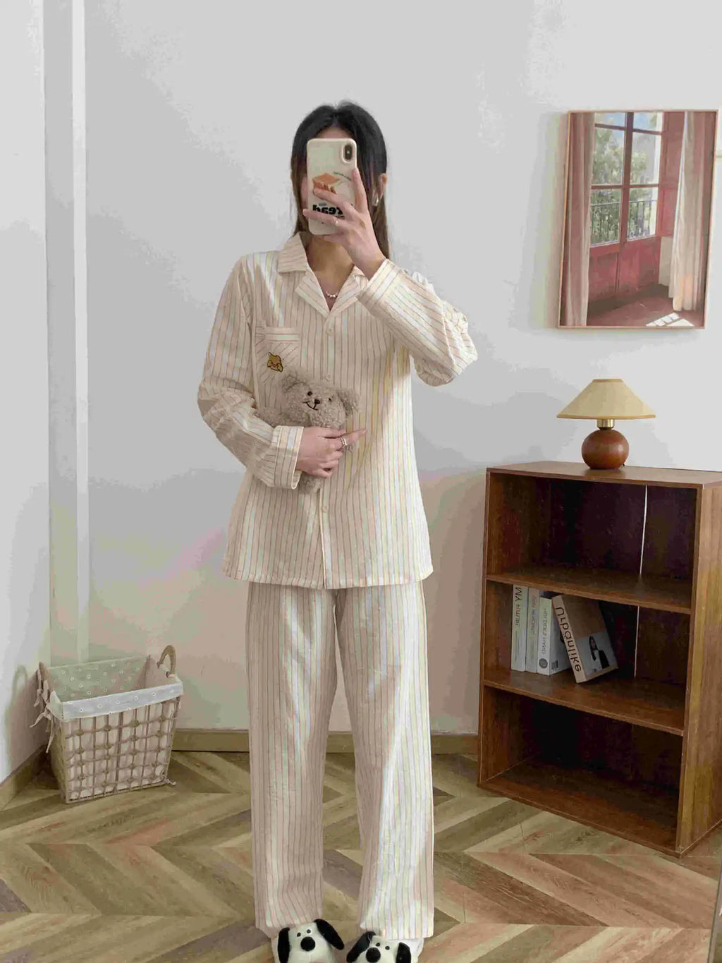 Damen Schlafanzug lang gestreift Baumwolle – Pyjama Set – Produktansicht 8