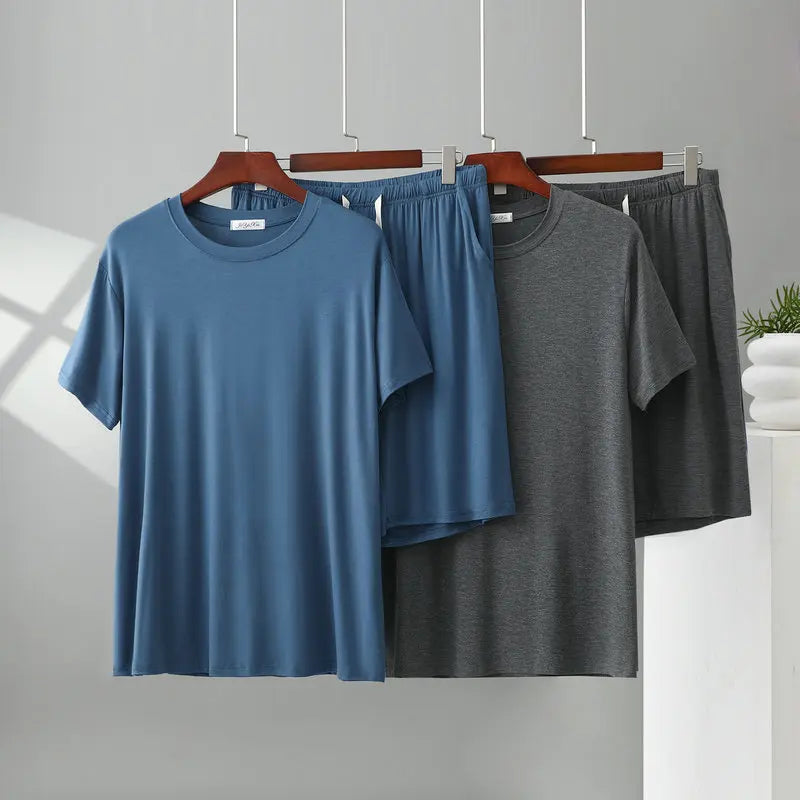 Herren Schlafanzug kurz Übergröße Viskose – Pyjama Set – Produktansicht 1