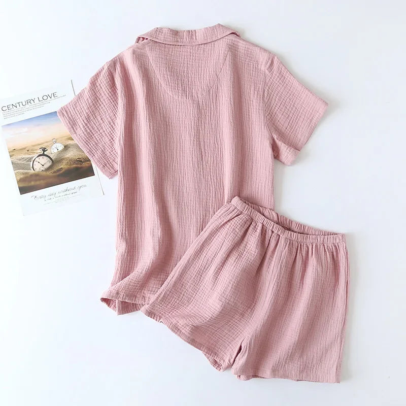 Damen Schlafanzug kurz Baumwolle – Pyjama Set Sommer – Produktansicht 2