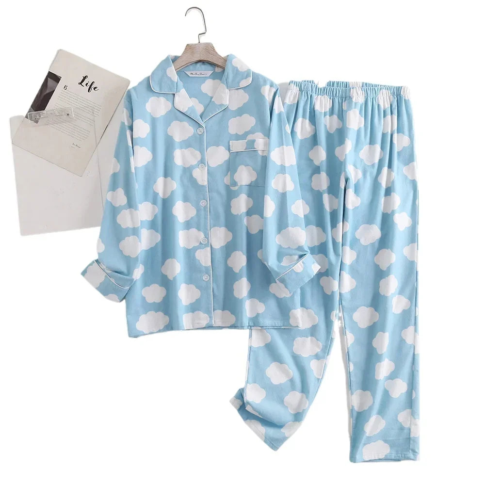 Damen Flanell Schlafanzug lang – warmer Pyjama Winter – Produktansicht 36