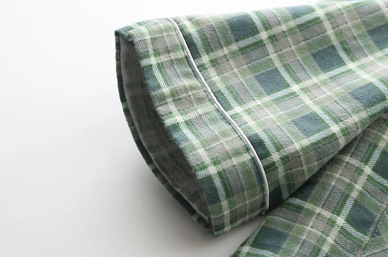 Herren Flanell Schlafanzug lang kariert – warmer Pyjama – Produktansicht 16
