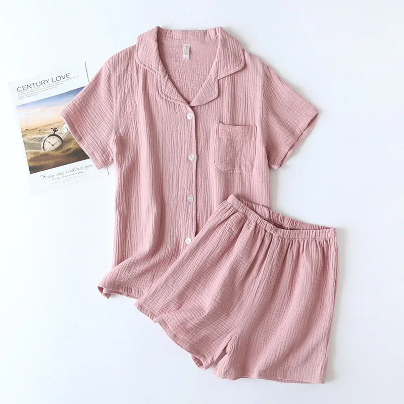 Damen Schlafanzug kurz Baumwolle – Pyjama Set Sommer – Produktansicht 47