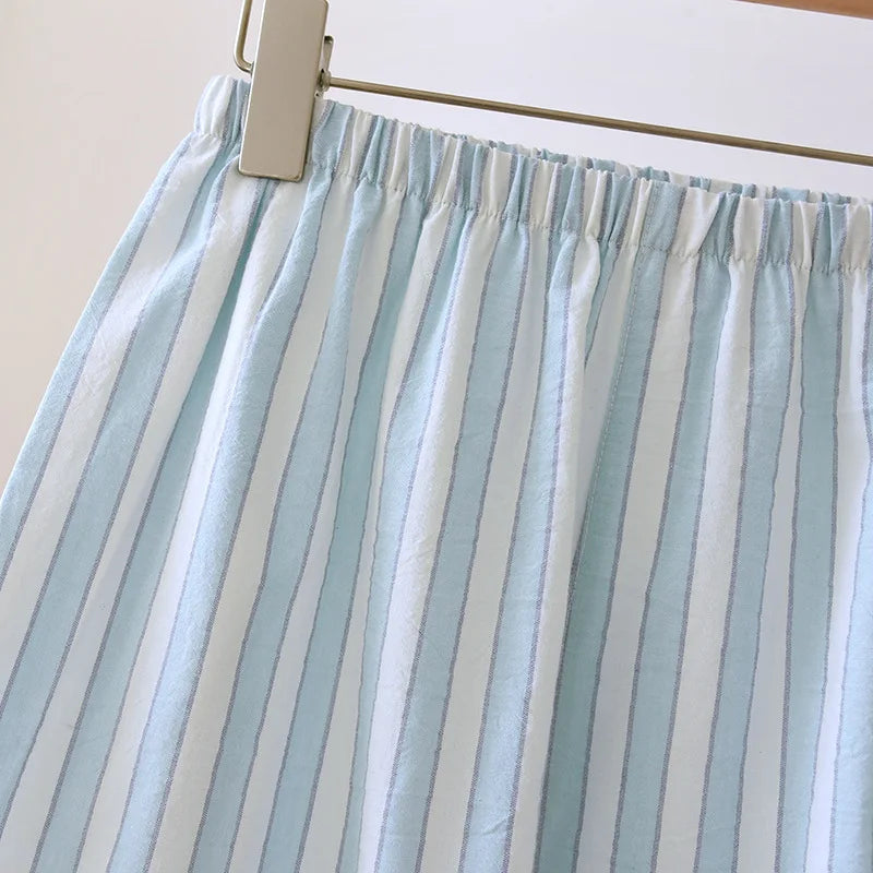 Damen Schlafanzug lang gestreift Baumwolle – Pyjama Set – Produktansicht 26