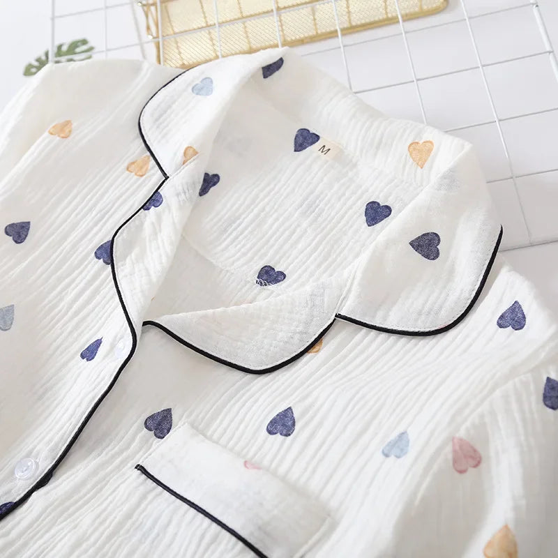 Damen Schlafanzug kurz Baumwolle Herz – Pyjama Sommer – Produktansicht 4