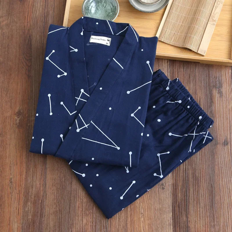 Damen Kimono Schlafanzug Baumwolle – Pyjama Set – Produktansicht 22