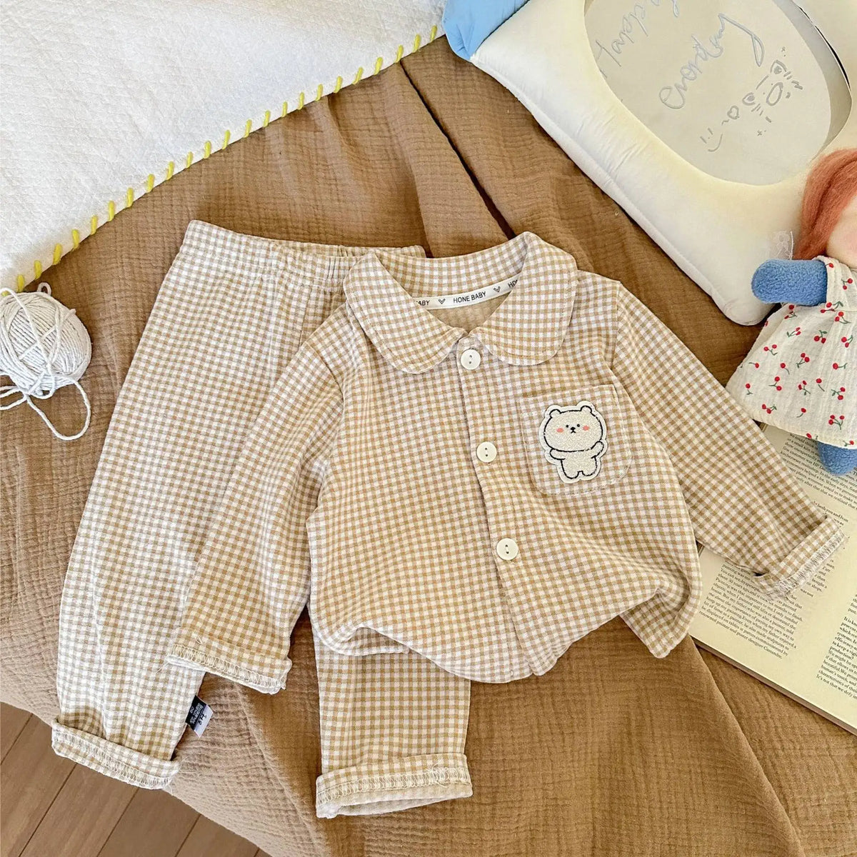 Kinder Schlafanzug lang kariert – Pyjama Set Herbst – Produktansicht 23