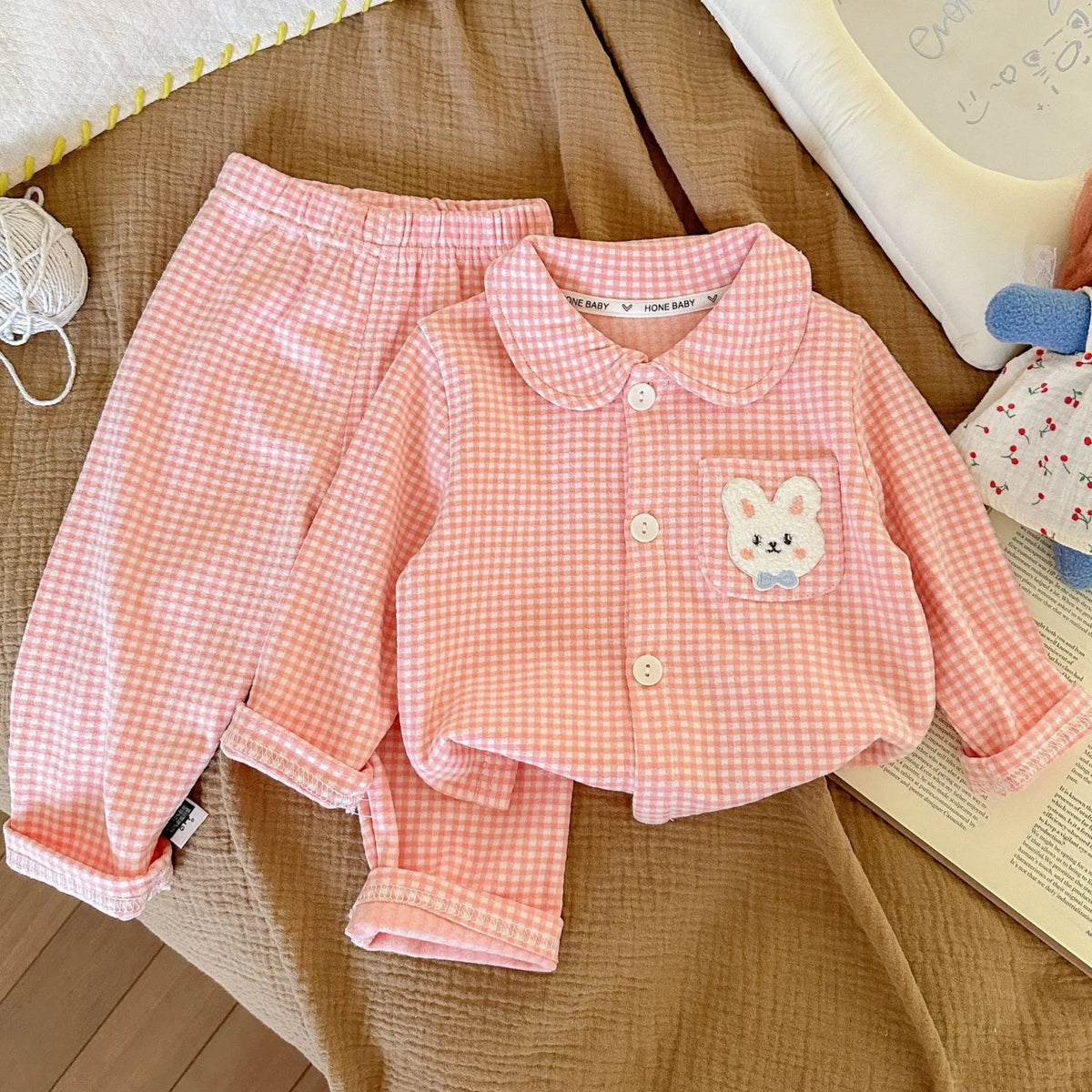 Kinder Schlafanzug lang kariert – Pyjama Set Herbst – Produktansicht 25