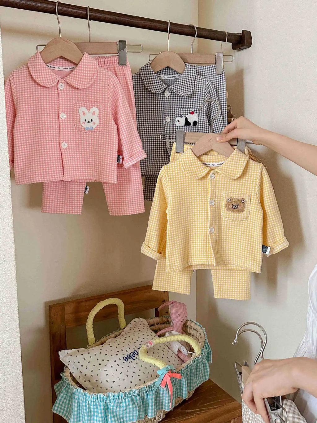 Kinder Schlafanzug lang kariert – Pyjama Set Herbst – Produktansicht 8