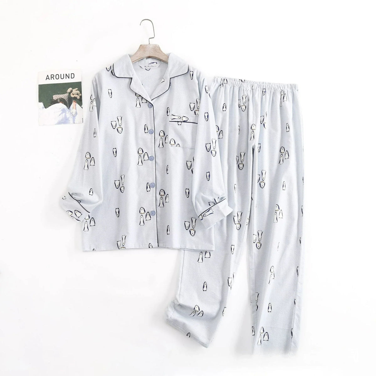 Damen Flanell Schlafanzug lang – warmer Pyjama Winter – Produktansicht 34