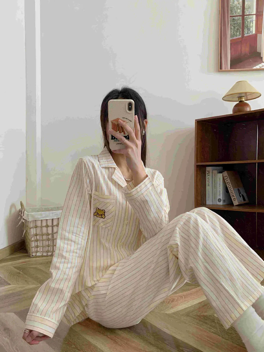 Damen Schlafanzug lang gestreift Baumwolle – Pyjama Set – Produktansicht 10