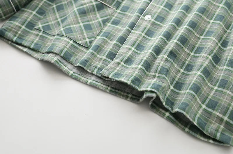 Herren Flanell Schlafanzug lang kariert – warmer Pyjama – Produktansicht 15