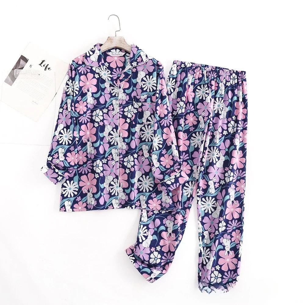Damen Flanell Schlafanzug lang – warmer Pyjama Winter – Produktansicht 41