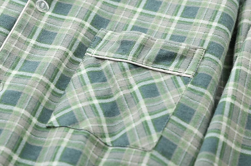Herren Flanell Schlafanzug lang kariert – warmer Pyjama – Produktansicht 14
