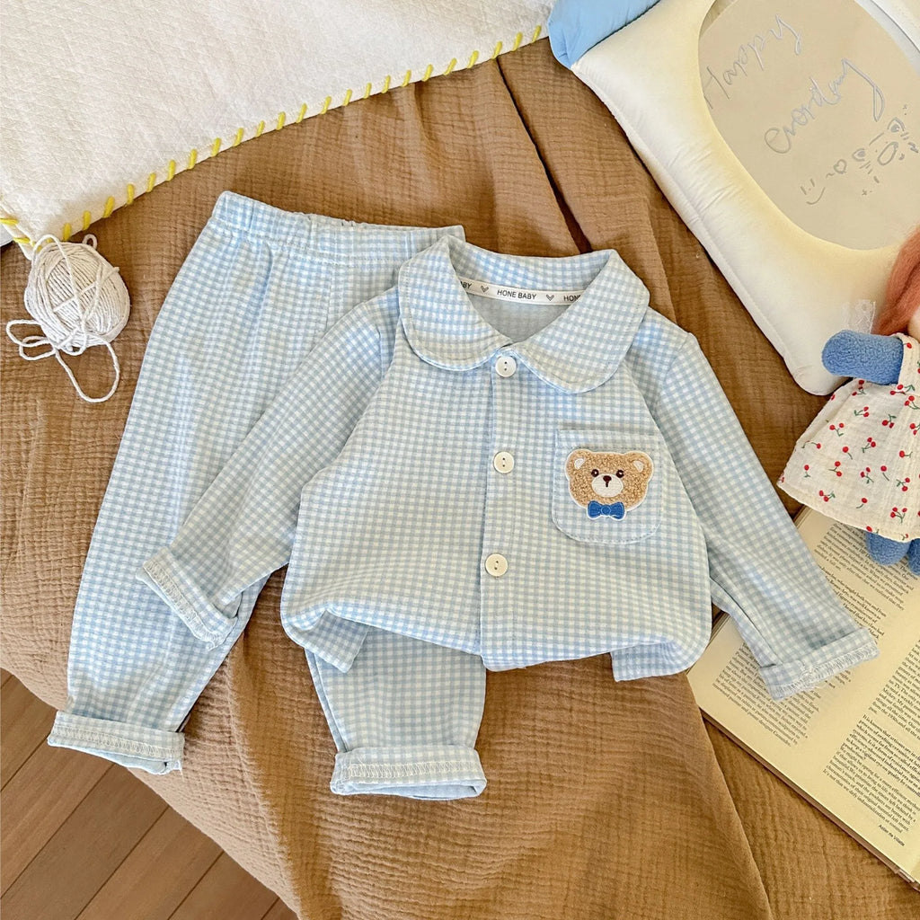 Kinder Schlafanzug lang kariert – Pyjama Set Herbst – Produktansicht 22