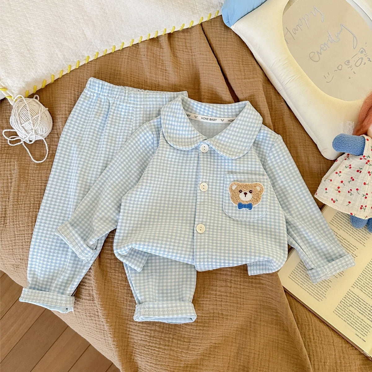 Kinder Schlafanzug lang kariert – Pyjama Set Herbst – Produktansicht 22